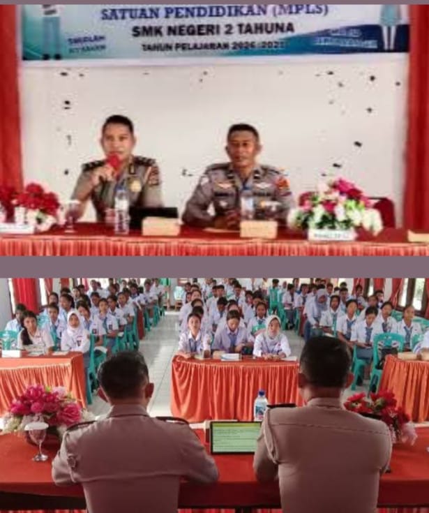 Satlantas Polres Sangihe Tanamkan Budaya Tertib Berlalu Lintas kepada 104 Peserta MPLS SMKN 2 Tahuna