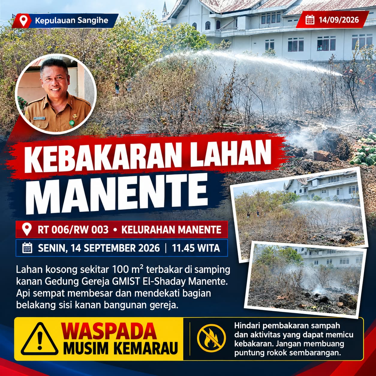 Api Mengamuk Dekati Gedung Gereja El-Shaday Manente, Warga Ungkap Ada Pembakaran Sampah Sehari Sebelumnya