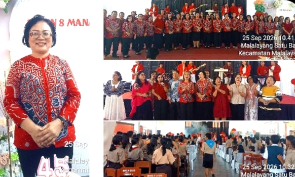 HUT ke-45 SMP Negeri 8 Manado Penuh Haru, Mantan Kepsek Kembali Tampil di Hadapan Seribuan Siswa