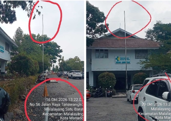 Tiang Bendera Tepat di Depan Kantor Dirut, Merah Putih Malah Tak Berkibar! Pengawasan dr. Rampengan di RSUP Kandou Dipertanyakan